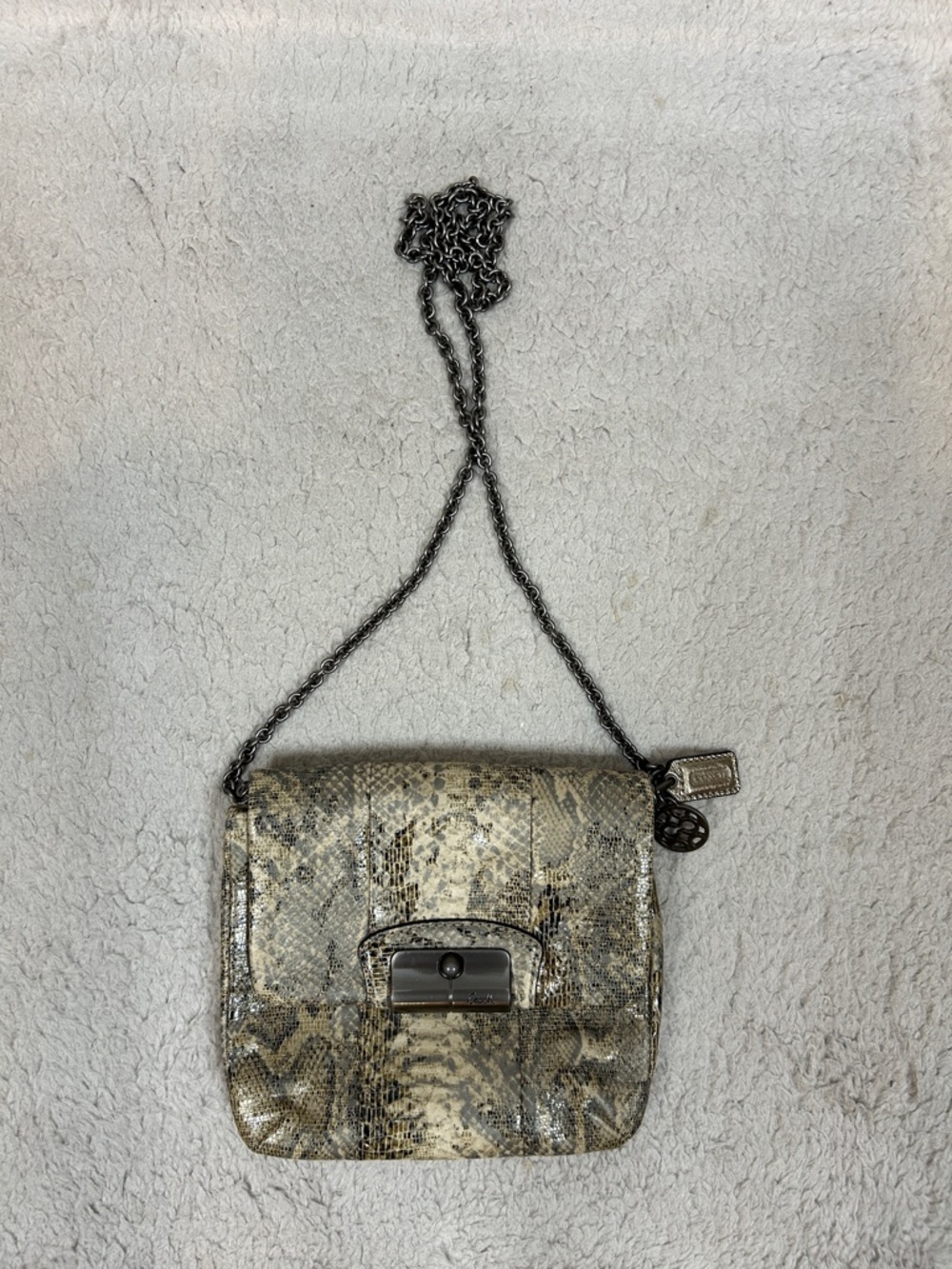 Coach snakeskin crossbody purse.